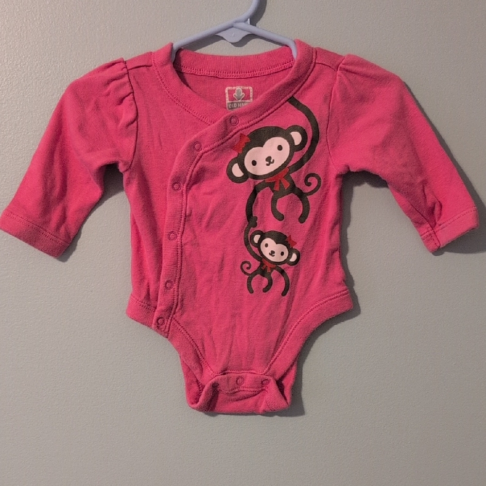 Pink Monkey Print Kids One Piece